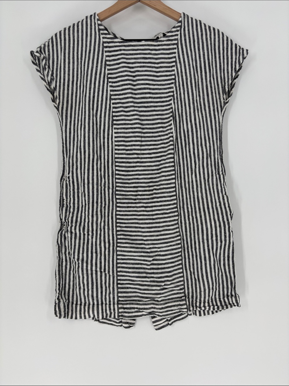 Madewell stripe button back mini dress small linen blend